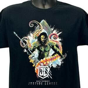 Zack Snyder Justice League Aquaman T Shirt Jason Momoa DC Comics Black M Medium